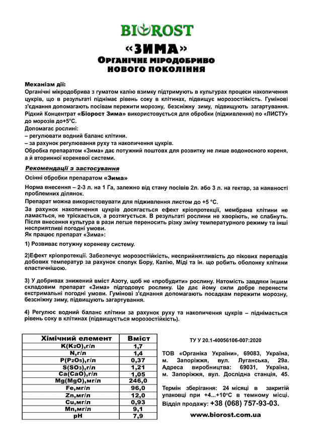Зима опис (Zima description)
