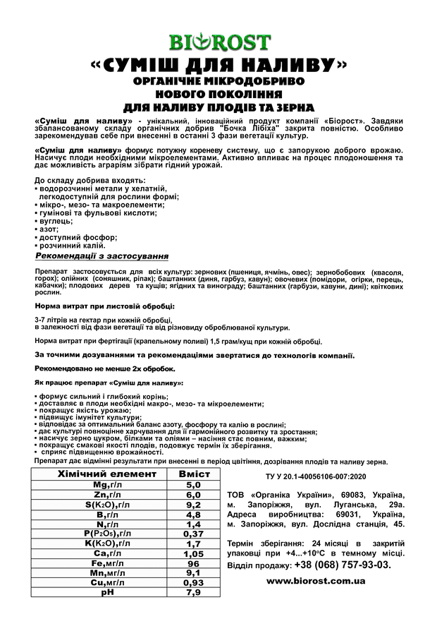 Суміш для наливу опис (Sumіsh dlya nalivu description)